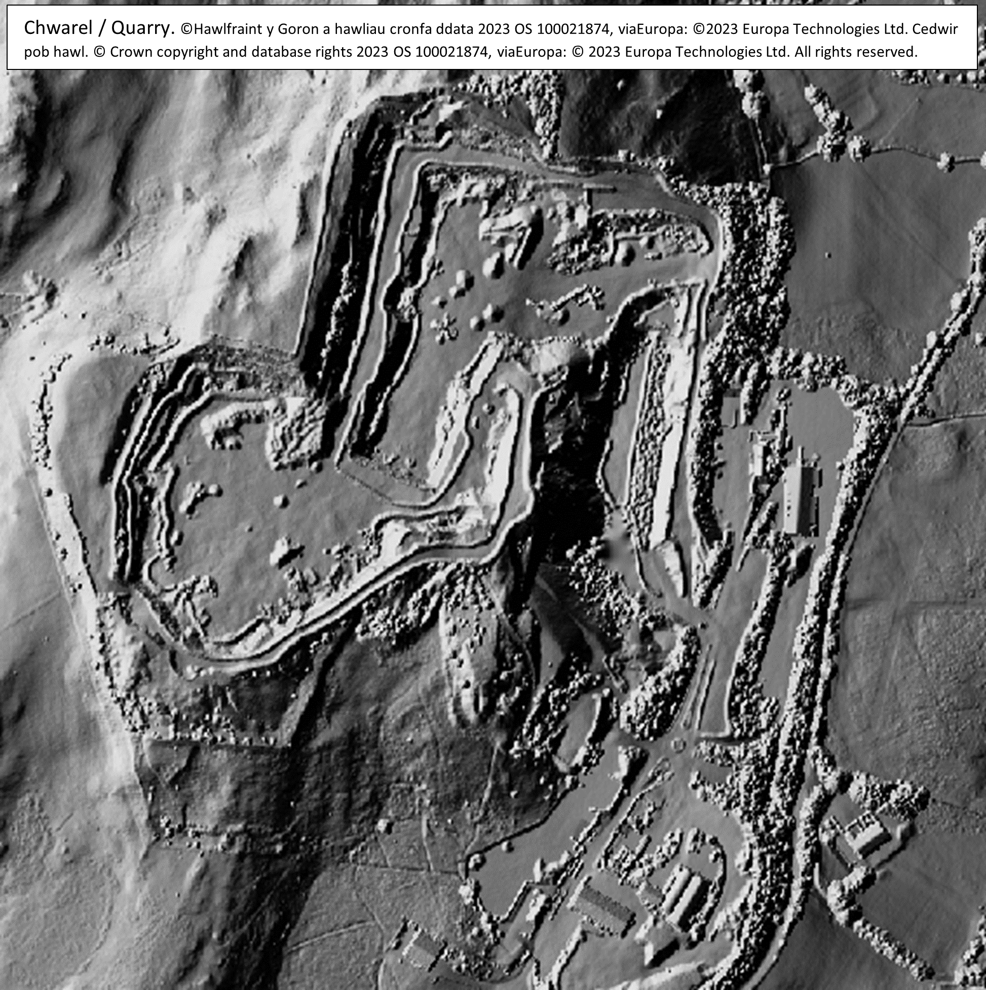 LiDAR image of a quarry in Wales