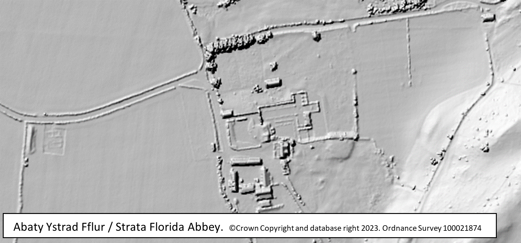 LiDAR image of Strata Florida Abbey in Wales